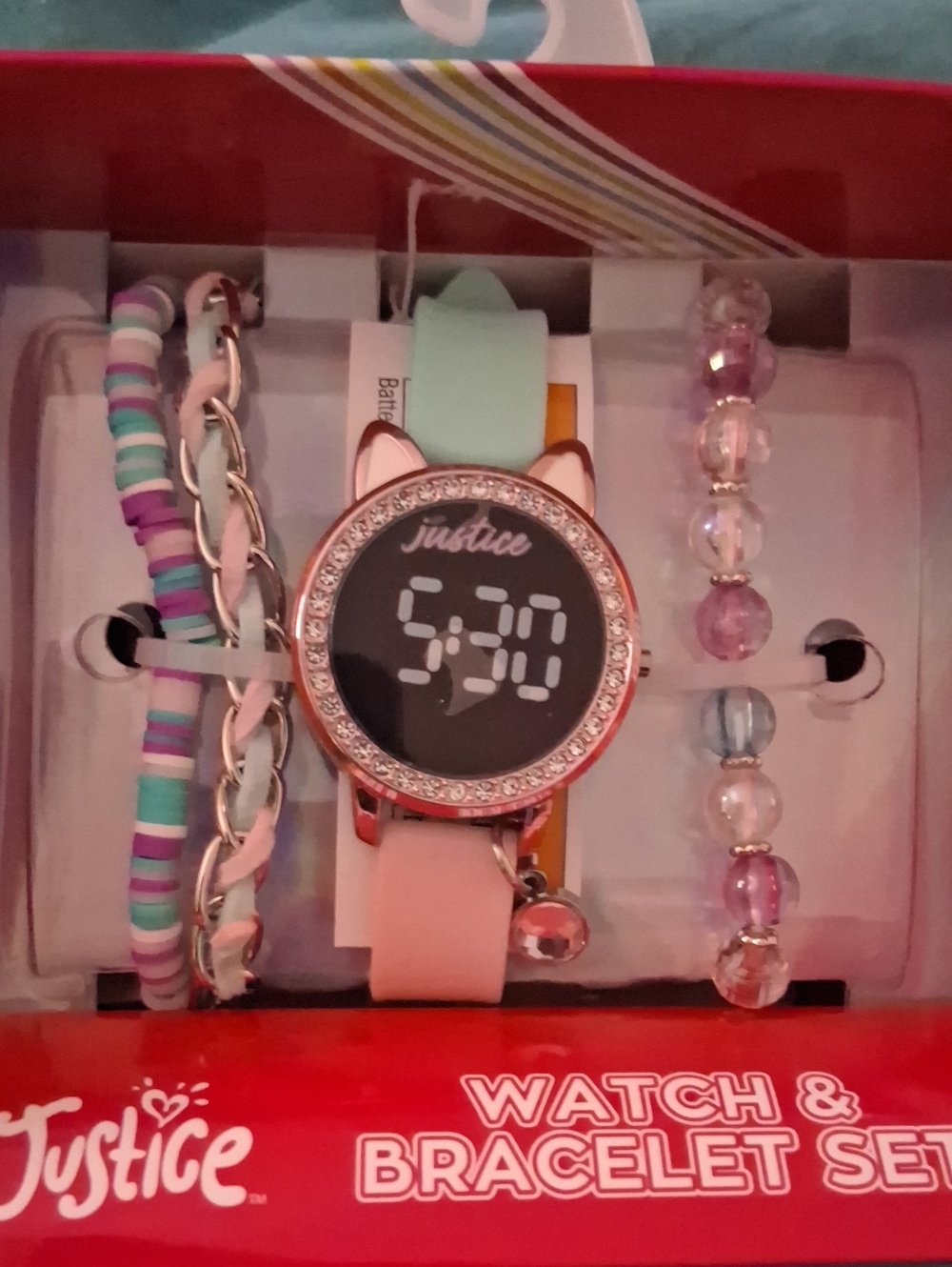 Justice Pastel Digital Watch and Bracelet Gift Set - Pink, Mint, Purple
